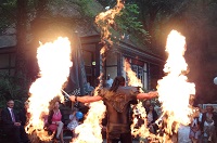 Robaria Show mit Feuereffekten am Tage